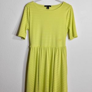 forever 21 neon yellow shadow stripe skater dress